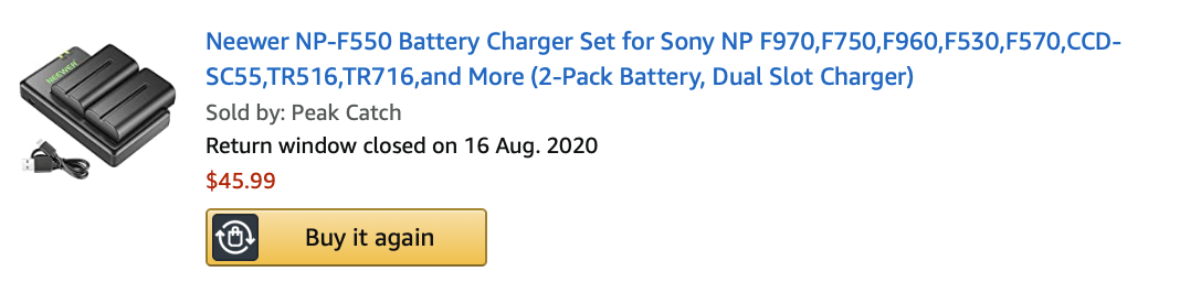 These batteries are optional, as the Neewer light comes with something that can connect to the wall directly, but it's useful if you don't have power points in the right positions in your house.